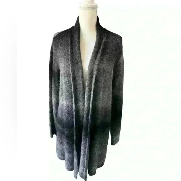 Eileen Fisher Mohair blend shades of gray cardigan size L - Picture 1 of 6